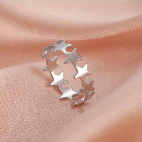 Skyrim Fashion Star Minimalist Rings for Women Girls Stainless Steel Simple Ring Jewelry Gifts Birthday Friend Wholesale 2021