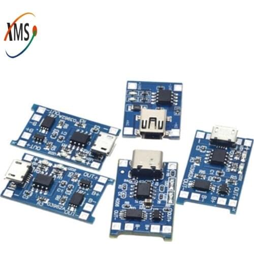Type-c/Micro/Mini USB 5V 1A 18650 TP4056 Lithium Battery Charger Module Charging Board With Protection Dual Functions 1A Li-ion