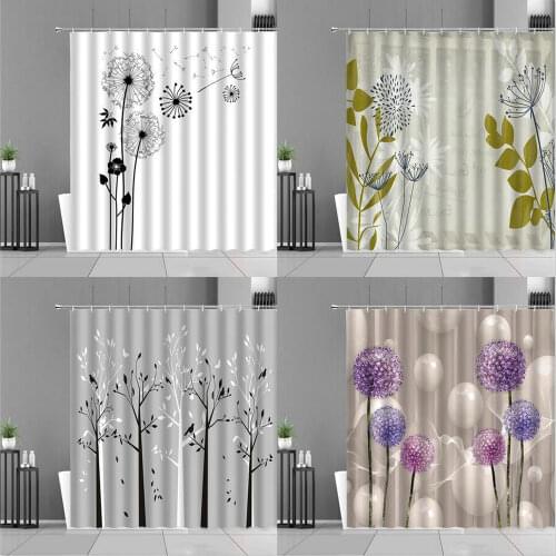 Dandelion Floral Plants Shower Curtains Spring Flowers Tree Scenery Bath Curtain Simple Nordic Home Bathroom Decor Cloth Screen