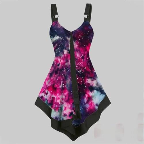 V-neck Vest Women 2021 Fashion Ladies Tie Dye Tank Tops Summer Sleeveless Tee Shirts Clothes Tanks Lady Streetwear Girls Clothes