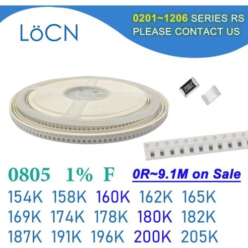 0805 1% 5000PCS SMD Resistor F 154K 158K 160K 162K 165K 169K 174K 178K 180K 182K 187K 191K 196K 200K 205K 2012 OHM