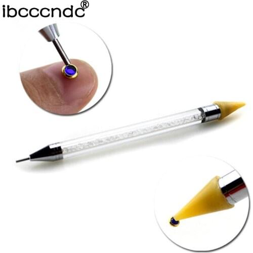 1 Piece Dual-ended Dotting Pen Rhinestone Studs Picker Wax Pencil Crystal Beads Handle Nail Art Tool Red/Orange/Blue/White