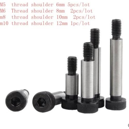 1/5pc M5 M6 M8 M10 Dia=6 8 10 12mm Grade 12.9 Steel Hex Hexagon Socket Cap Head Shoulder Roller Bearing Screw Bolt High Tensile
