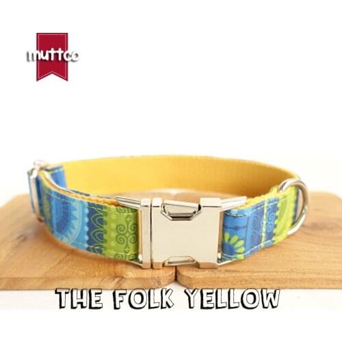 10pcs/lot MUTTCO wholesale creative design high quality handmade collar fashionable THE FOLK YELLOW dog collars 5 sizes UDC024