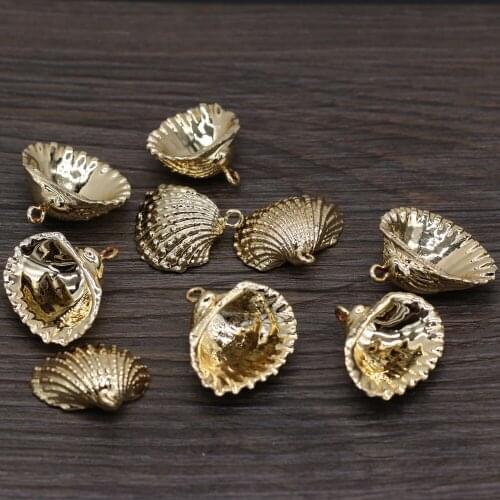 10pc Natural Shell Pendants Gold-plated Sandy Beach Shell for Handmade Necklace Earrings Jewelry Gift Diy Accessories