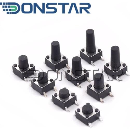 1000PCS SMD 4PIN 6x6x4.3/5/6/7/8/9/10 mm Micro Tact Switch Push Button Switches 6x6x4.3mm 6x6x5mm 6x6x6mm 6x6x7mm 6x6x8mm 6X6X9