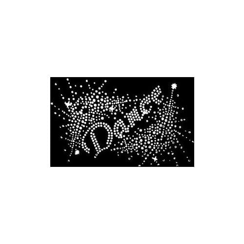 2PC/LOT Dance letter hot fix iron on patch designs iron on transfer hot fix rhinestone transfer motifs iron on applique shirt