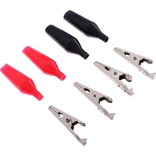 4pcs Metal Crocodile Clamp Alligator Clip Electric Tester w Insulation Cover