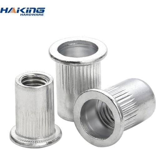 50pcs 20Pcs M3 M4 M5 M6 M8 M10 M12 Aluminum Alloy Rivnut Flat Head Threaded Rivet Insert Nutsert Cap Rivet Nut