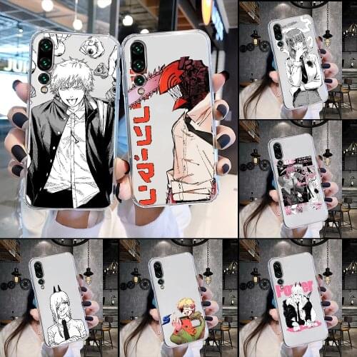 Anime Chainsaw Man Phone Case Transparent For Huawei P Mate P10 P20 P30 P40 10 20 Smart Z Pro Lite 2019 transparent silicone