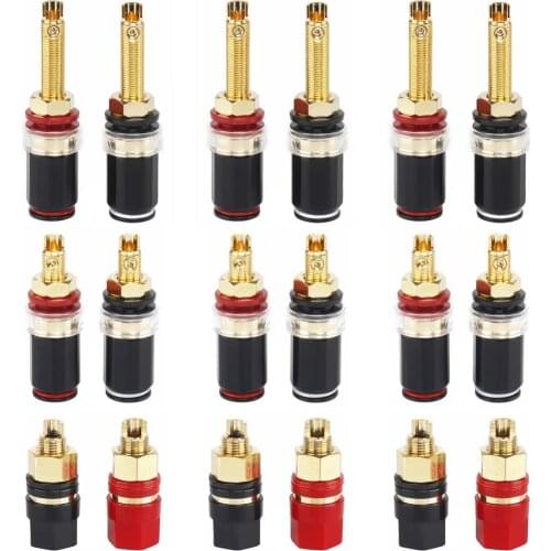 For Black and red gold-plated solderless copper speaker amplifier terminals for 4mm banana plugs