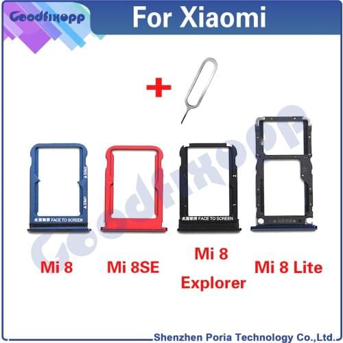 For Xiaomi Mi 8 / 8 SE / 8 Lite / 8 Explorer / Mi8 SIM Card Tray Slot Holder Adapter Socket Sim Tray Holder For Xiaomi 8SE 8Lite