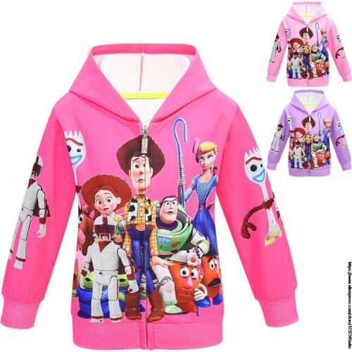 Toy Story 4 Boys Girls Clothes Jackets Hooded Zipper Coat Spring Autumn Fashion Outwear Jackets Print Childrens Casual Clothing