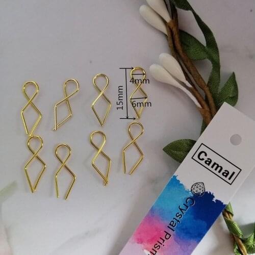 Camal 100pcs Gold 15mm 0.59inch Metal Fish Tail Hooks Connectors For Crystal Beads Pendant Chandelier Strand Lamp Lighting Parts