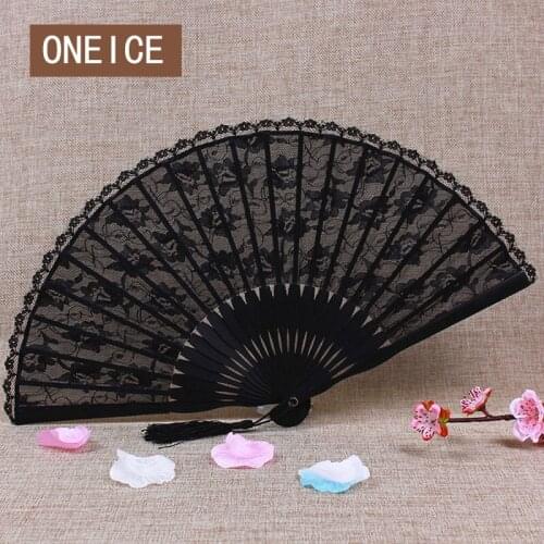Chinese Style Black Lace Fan Antiquity Folding Zhushan Hollow Japanese-style Breeze Fluid Systems Small Female