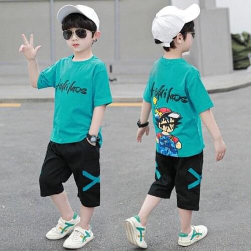 Boys Clothing Sets Summer Boys Clothes Casual Outfit T-shirt + Pants Kids Tracksuit Teen Children Clothing Suit 6 8 9 10 12 Year