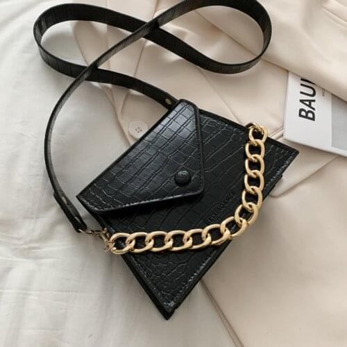 Fashion Small Flap Shoulder Bags for Women Alligator Pattern Chains Decor Handbags Female Leather Crossbody Messenger Bag Purse