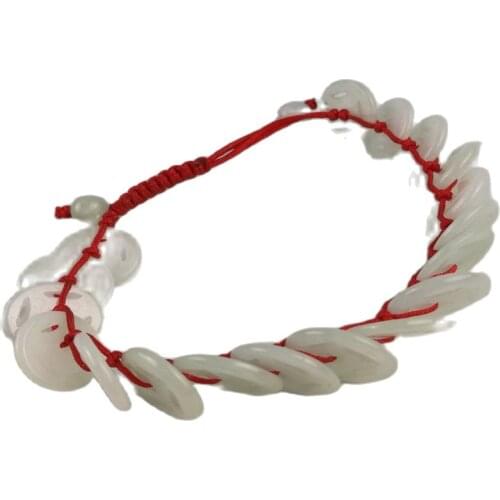 Natural Colors Grade A Jade Coin Bracelet Bangle Chinese Jadeite Handmade 50-60 mm