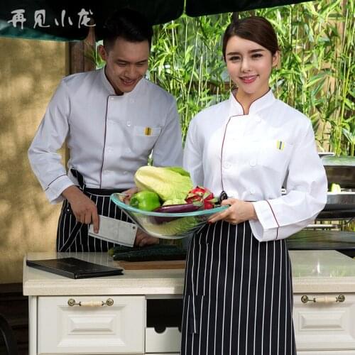 Solid Full Sleeve Chef Jacket Hospitality Cook Uniform Female Grand Master Chef Coat Male Chief Jackets Plus Size B-5901