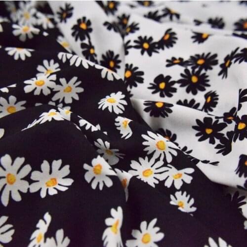 Plain Linen Fabric Spring And Summer Small Daisy Printing Imitation Cotton And Linen Dress Girls Clothing Handmade DIY Fabric