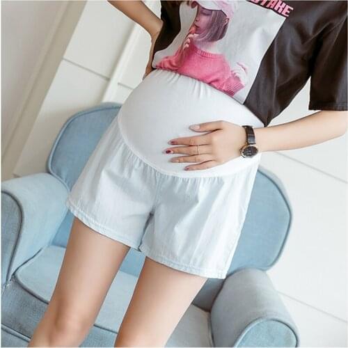 Pure Color Maternity Shorts Pregnant Pants Casual Loose Fitting Plus Size Clothing Elastic Waist Casual Pants Gravida Mother
