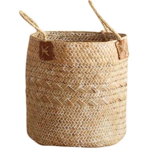Hand-Woven Fruit Gardening Storage Basket Nordic Vintage Simple Storage Box Hamper Organizer Decoration