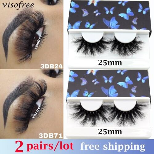 2Pairs Visofree 3D Mink Eyelashes Makeup Natural Long False Eyelashes Dramatic Lashes Extension HandMade Fake Eyelash maquiagem