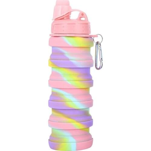 Camouflage Print Collapsible Water Bottle Outdoor Folding Silicone Cup Travel Sports Portable Kettle 500ml