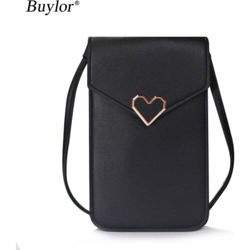 Buylor Cellphone Shoulder Bag Touch Screen Handbag Card Holder Purse Women RFID Wallet PU Leather Crossbody Bag Up to 6.7