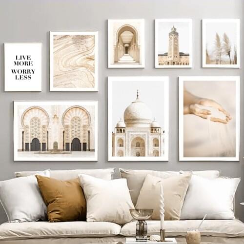 Taj Mahal Morocco Gallery Reed Mosque Sky Wall Art Canvas Painting Nordic Posters And Prints Wall Pictures For Living Room Decor