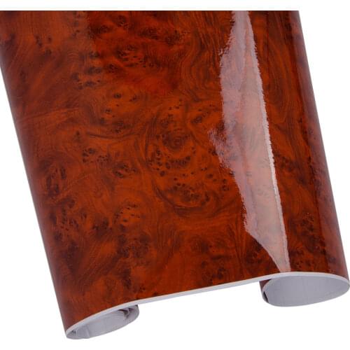 Wood Vinyl SUNICE High Gloss Wood Grain Textured Sticker Car Inner Furniture Closet Wrap Wallpaper PVC Sheet diy car home decor