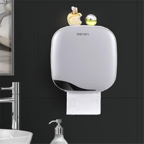 Waterproof Tissue Boxes Wall-Mounted Toilet Paper Holder Punching Free Bathroom Organizer Kitchen Roll Paper Tube Storage Box