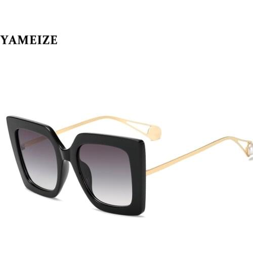 YAMEIZE Square Oversized Sunglasses Women Luxury Brand Metal Frame Sun Glasses Fashion Gradient Female Eyeglasses Gafas De Sol M