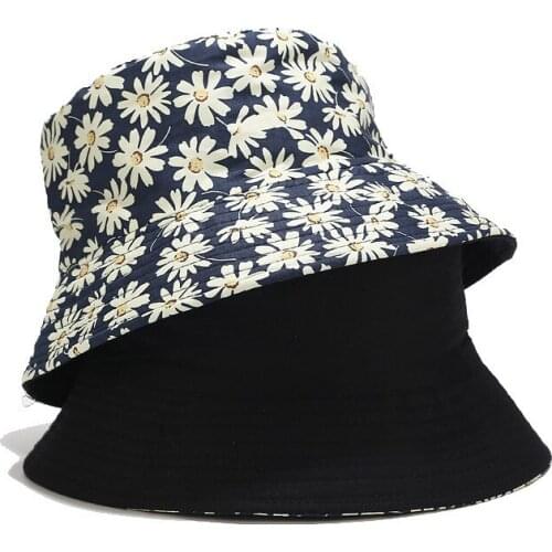 Summer Vintage Bucket Hats Women Streetwear Print Spring Double Side Outdoor Sun Fisherman Casual Basic Caps PJ191