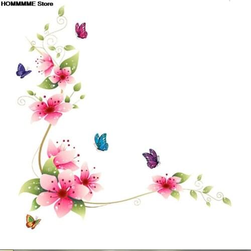 1PCS 3D Romantic Flower Butterfly Wall Sticker DIY Wall Stickers 74cmx25cm Home Decor Gifts