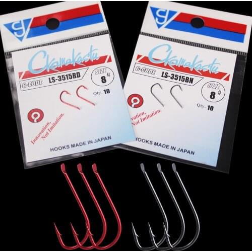 10pcs/lot black and red sode fishing hooks High Carbon Steel Fishing Hook Non-Barb gamakatsu