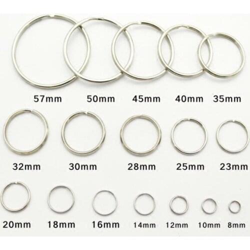 100pcs Stainless Steel Fishing Key Ring Split Clip Swivel Double Loop 8mm to 57mm Hook Connector carp fishing Accessory Tools