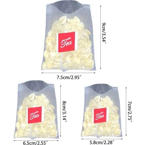 100PCS Pyramid Tea Bag Filter Nylon Tea Bag Single String Label Transparent Empt