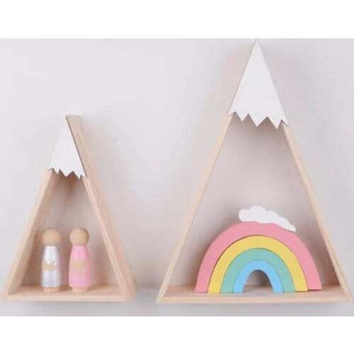 2PCS/ LOT Kids Room Wall Wooden Shelf For Nursery Decor Nordic Mountain Wall Wood Shelf For Children Boy Girl Room Wall Shelf