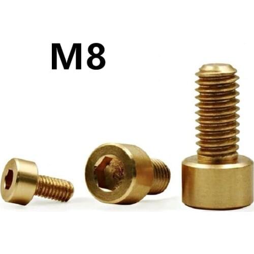 5PCS M8x16/20/25/30/40/45/50mm GB70.1 DIN912 Pure Brass Hexagon Socket Screws Bolt