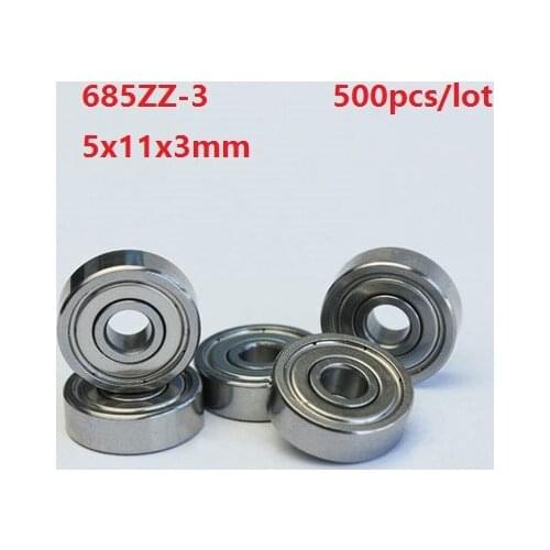500pcs/lot 685ZZ-3 685 ZZ-3 5x11x3mm Deep Groove Ball Bearings Miniature mini bearing Double metal cover 5*11*3mm