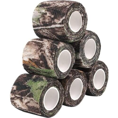 6 Roll Camouflage Tape Cling Scope Wrap Camo Stretch Bandage Self-Adhesive Tape for Camping Hunting Bike Telescope