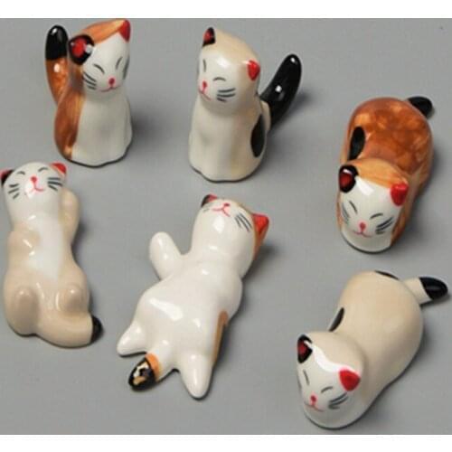 600pcs Loverly Cute Cat ceramic chopstick holders Rack Home Decoration handicraft ornaments pen holder