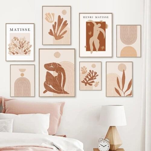 Abstract Girl Leaf Sun Moon Matisse Flower Nordic Posters And Prints Wall Art Canvas Painting Pictures For Living Room Decor