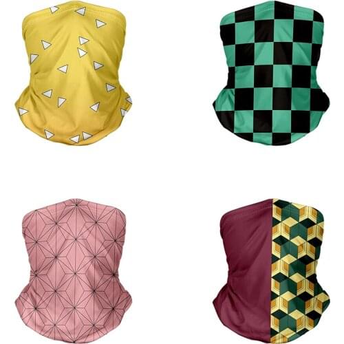 Anime Cycling Neck Scarf Outdoor Bandanas Kamado Tanjirou Cosplay Party Props Headwear Washable Hiking Gaiter Scarves