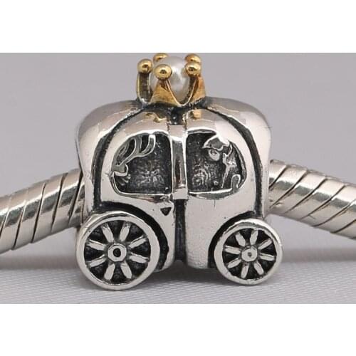 Authentic S925 Silver DIY Jewelry Fairytale Carriage Charm Bead fit Lady Bracelet Bangle Lady Gift