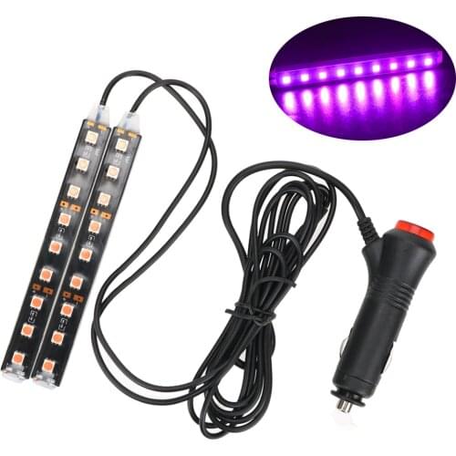Auto Atmosphere Lamps Interior Decorative Lamp Cigarette Lighter Adapter 2pcs Car LED Dash Floor Foot Strip Light Car-Styling