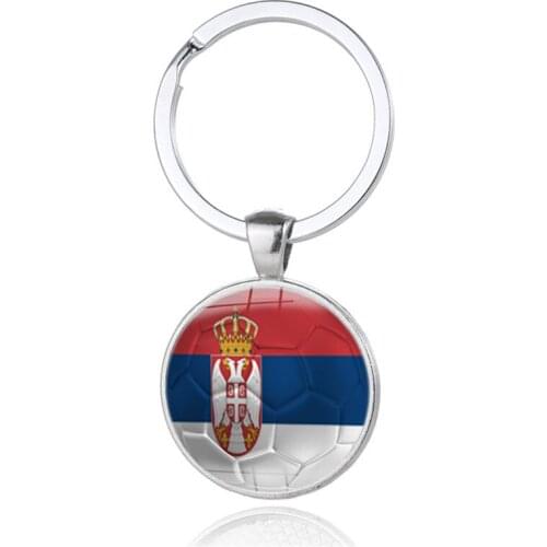 Republic of Serbia National Flags Car Keyring Keychain Auto Key Ring Chain Crystal Pendant Automobiles Interior Accessories