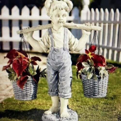Flowers for Felicity Little Girl Garden Statue Two Tone Stone Garden Statues Sculptures Decoration