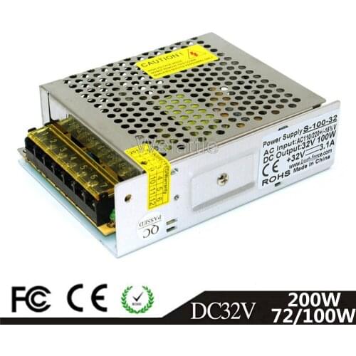 DC32V 72W 100W 120W LED Light Belt Driver Switching Power Supply 100-240VAC Constant Voltage Transformer Monitoring CCTV CNC